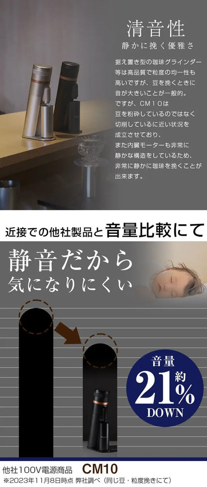CM10　音量比較で静かな商品を証明している画像
