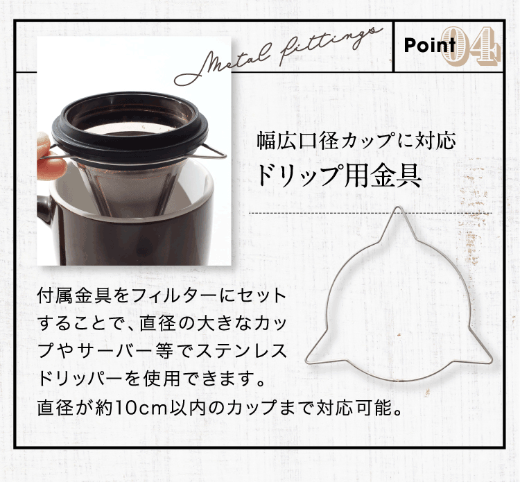 ドリップ用金具｜幅広口径カップ対応
